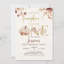 Boho Autumn Pumpkin Floral Erster Geburtstag Einla