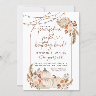 Boho Autumn Pumpkin Patch Geburtstag Bash Einladun Einladung