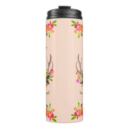 Boho Autumn Reindeer Lashers Floral Deer Antlers Thermosbecher