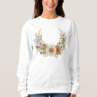 Boho Autumn Sunflower & Daisy Wreath with Pampas Sweatshirt
