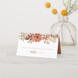 Boho Autumn Terracotta Hochzeit Details Platzkarte