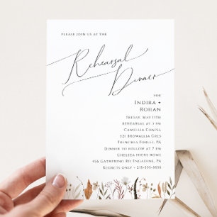 Boho Autumn Wildblume   Abendessen Probe Einladung