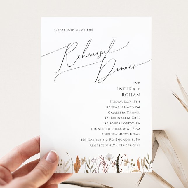 Boho Autumn Wildblume | Abendessen Probe Einladung (Von Creator hochgeladen)