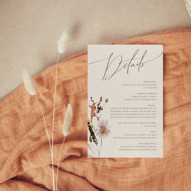 Boho Autumn Wildblume | Beige Details Begleitkarte (Von Creator hochgeladen)