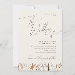 Boho Autumn Wildblume   Beige die Hochzeit von Einladung