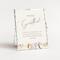 Boho Autumn Wildblume Beige Foto Guest Book Sign