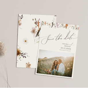 Boho Autumn Wildblume   Beige Fotos Save the Date
