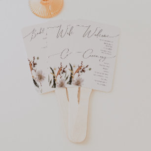 Boho Autumn Wildblume   Beige Hochzeitsprogramm Fächer