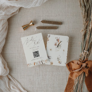 Boho Autumn Wildblume   Beige QR Code RSVP Card