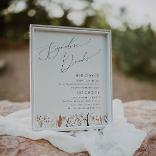 Boho Autumn Wildblume Beige Signature Drinks unter Poster