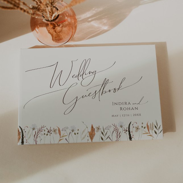 Boho Autumn Wildblume | Beige Wedding Guestbook Gästebuch (Von Creator hochgeladen)