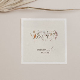 Boho Autumn Wildblume | Beige Wedding Napkins Serviette