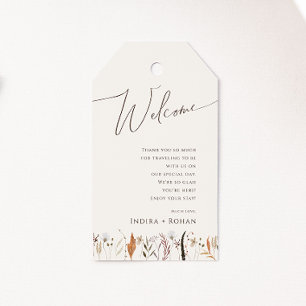 Boho Autumn Wildblume   Beige Wedding Welcome Geschenkanhänger