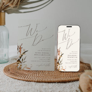 Boho Autumn Wildblume   Beige wir Hochzeit Einladung
