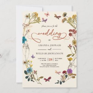 Boho Autumn Wildblume Botanical Wedding Einladung