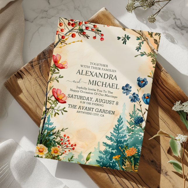Boho Autumn Wildblume Botanical Wedding Einladung (Von Creator hochgeladen)
