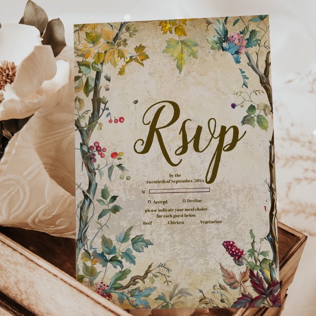 Boho Autumn Wildblume Botanical Wedding RSVP Karte (Von Creator hochgeladen)