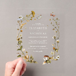 Boho Autumn Wildblume | Botanische Hochzeit Acryleinladungen