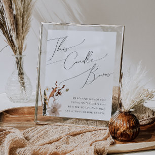 Boho Autumn Wildblume Diese Kerze bröckelt Zeich Poster