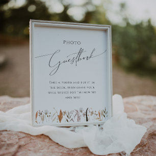 Boho Autumn Wildblume   Foto Guest Book Sign Poster