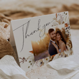 Boho Autumn Wildblume | Geflochtenes Foto Dankeskarte