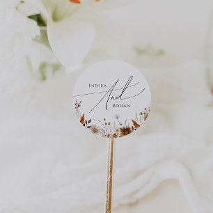 Boho Autumn Wildblume   Hochzeiten von Umschlag Au Runder Aufkleber