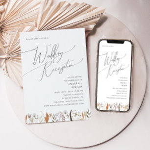 Boho Autumn Wildblume   Hochzeitsempfang Einladung