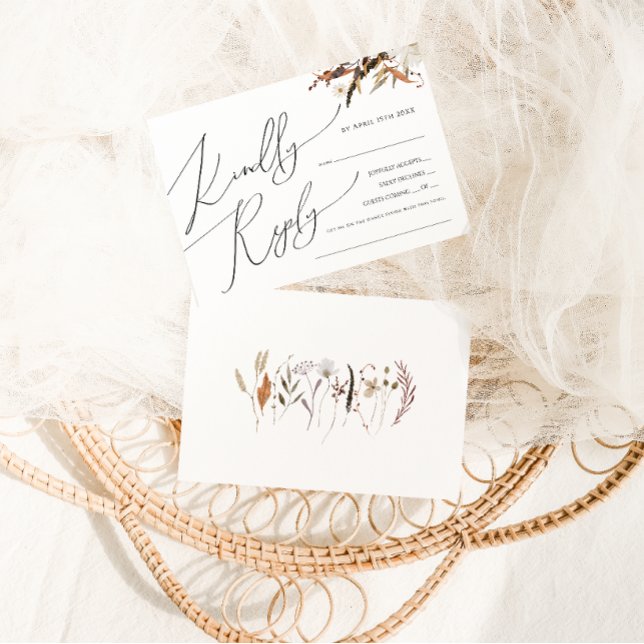 Boho Autumn Wildblume Horizontal Menü-UAWG RSVP Karte (Von Creator hochgeladen)