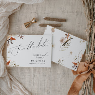 Boho Autumn Wildblume Horizontal Save The Date