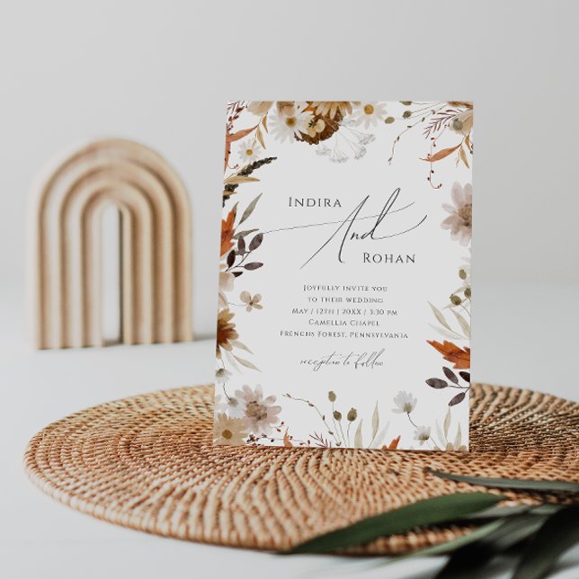 Boho Autumn Wildblume | Lässige Hochzeit Einladung (Von Creator hochgeladen)