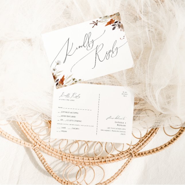 Boho Autumn Wildblume | Menu Choice UAWG Postcard Postkarte (Von Creator hochgeladen)