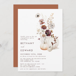 Boho Autumn Wildblume Pumpkin Engagement Party Einladung