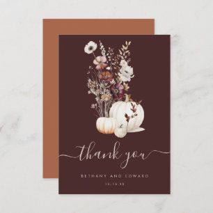 Boho Autumn Wildblume Pumpkin Wedding Dankeskarte