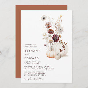 Boho Autumn Wildblume Pumpkin Wedding Einladung