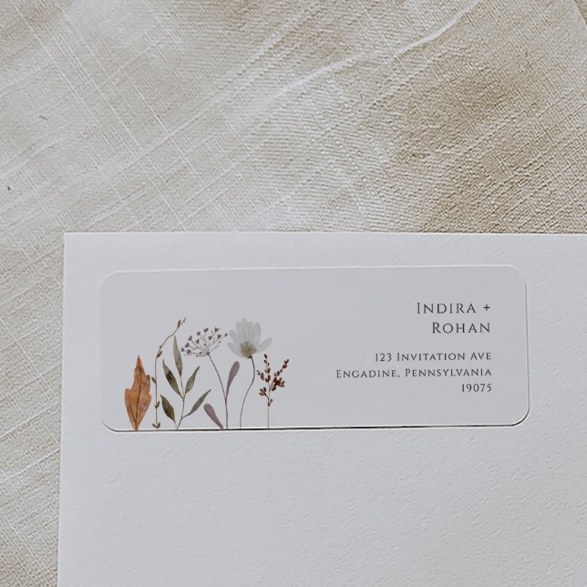 Boho Autumn Wildblume Simple Return Address Label (Von Creator hochgeladen)