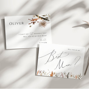 Boho Autumn Wildblume   Trauzeuge Vorschlagskarte Einladung