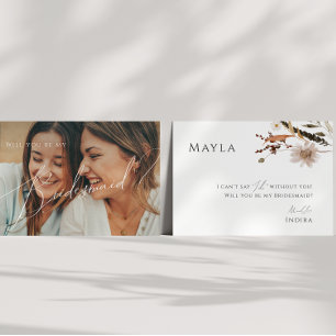 Boho Autumn Wildblume verblasst Foto Bridesmaid Ca Einladung