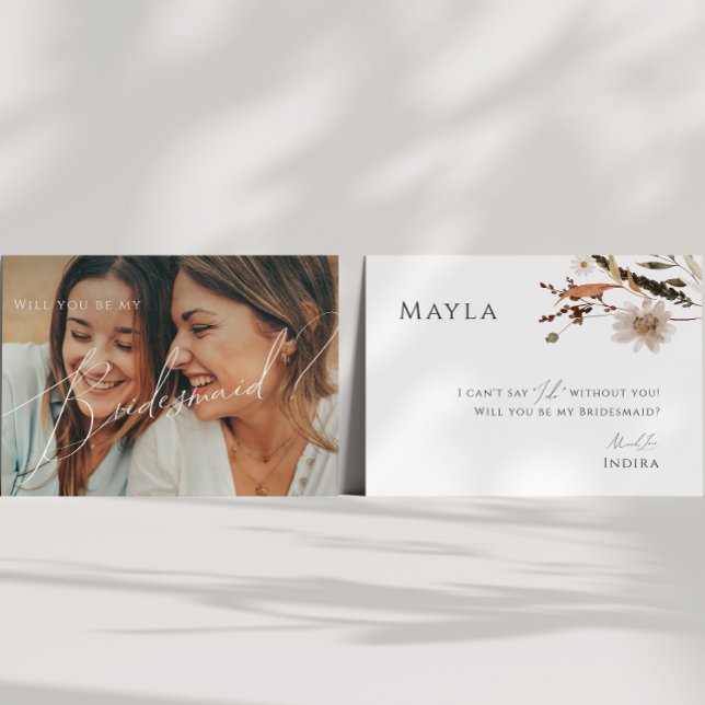 Boho Autumn Wildblume verblasst Foto Bridesmaid Ca Einladung (Von Creator hochgeladen)