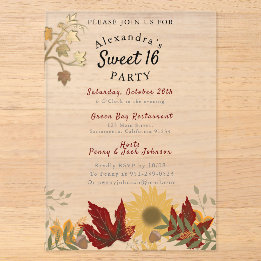 Boho Autumnal Chic Sweet 16 Acryleinladungen