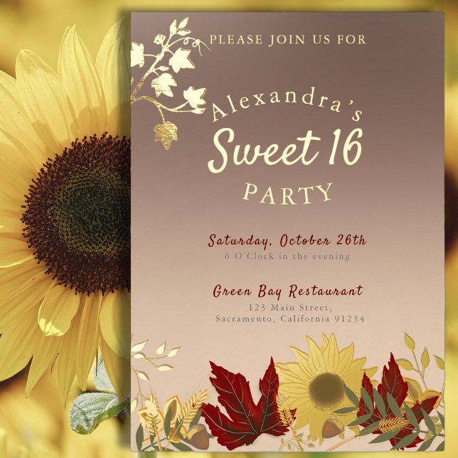 Boho Autumnal Chic Sweet 16 Einladung (Von Creator hochgeladen)