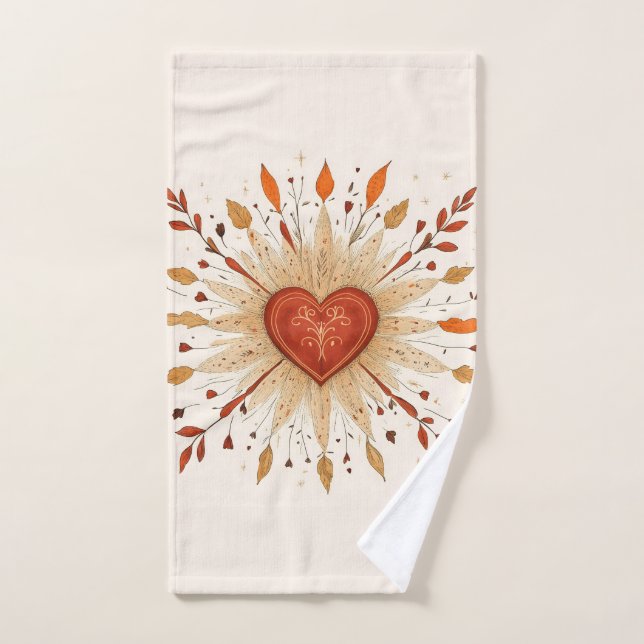 Boho Autumnal Heart Illustration Handtuch (Handtuch)