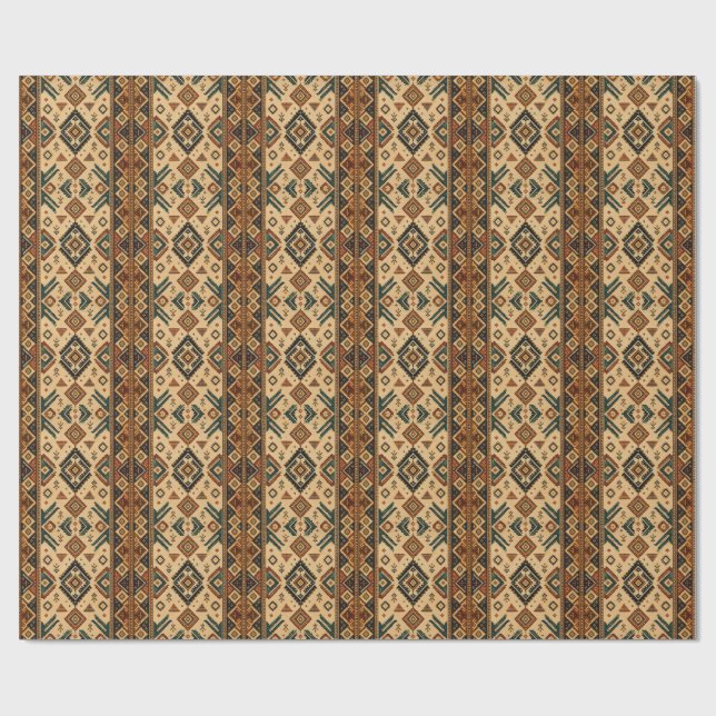 Boho Aztec-Stammesmuster-Küchenschürze | Rustikal  Geschenkpapier (Flach)