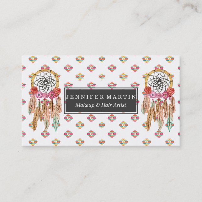 Boho aztekischer Aquarell-amerikanischer Visitenkarte (Vorderseite)