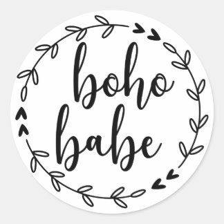 Boho Babe Wreath Runder Aufkleber