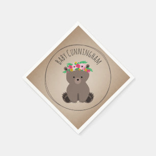 Boho Baby-Bärenjungs-Babyparty-Servietten Serviette