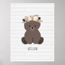 Boho Baby Bear Wood Personalisierte Kinderzimmer A Poster