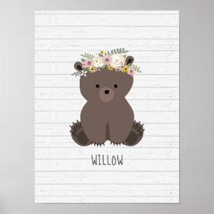 Boho Baby Bear Wood Personalisierte Kinderzimmer A Poster