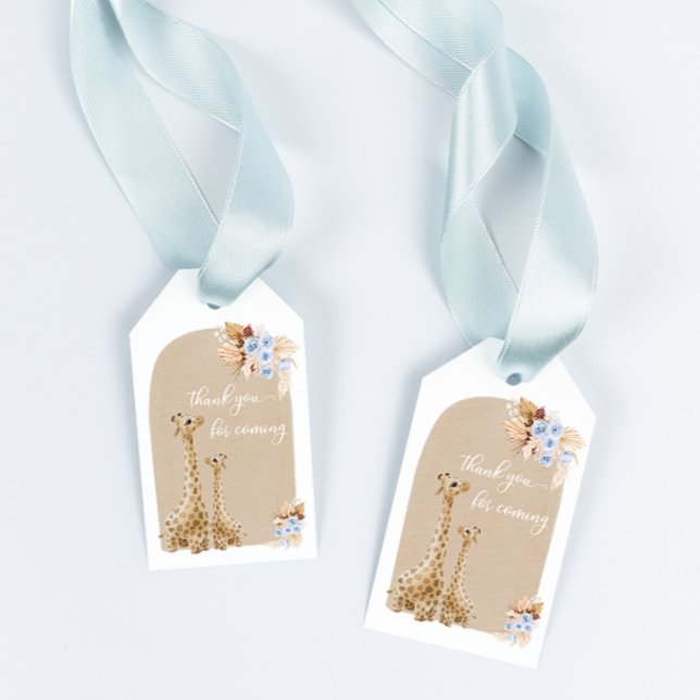 Boho Baby Blue Pampas Grass Giraffe Vielen Dank Geschenkanhänger (Von Creator hochgeladen)