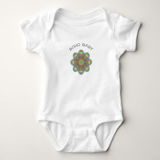 Boho Baby Blume Mandala One Piece Bodysuit Baby Strampler (Vorderseite)