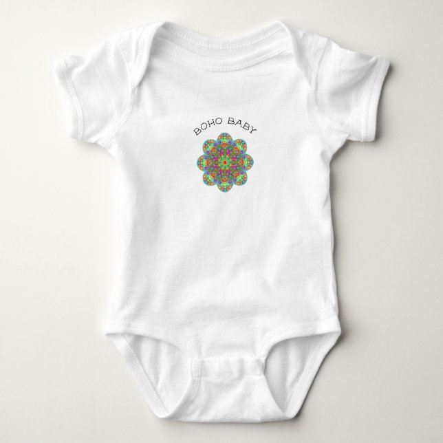 Boho Baby Blume Mandala One Piece Bodysuit Strampler (Vorderseite)